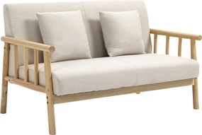 HOMCOM 2 személyes kanapé, kanapé 2 derékpárnával, kárpitozott kanapé fából készült kerettel, lenhatású, modern dupla kanapé kis terekhez, nappaliba,