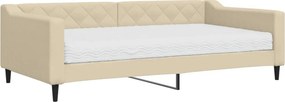 vidaXL krémszínű szövet kanapéágy matraccal 100x200 cm