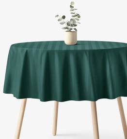 Goldea kör alakú damaszt terítő - sötétzöld csíkos Ø 150 cm