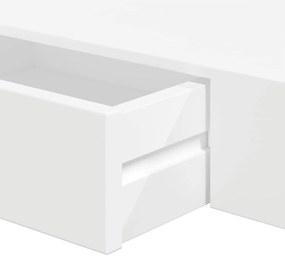 2 db fehér lebegő fali polc fiókkal 48 cm