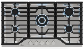 Klarstein Turbocast gáz főzőlap, 304 rozsdamentes acél, 5 égő, professzionális öntöttvas tartó, wok-égő