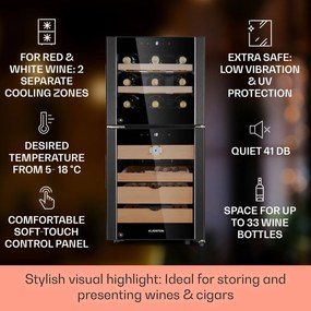 Klarstein El Dorado 89, humidor és borhűtő, 89 liter, érintőképernyő, LED