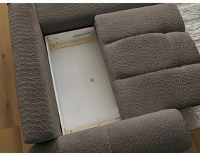 Barna buklé kinyitható-tárolóhelyes sarokkanapé (jobb oldali-heverő résszel) Roxelane – Bobochic Paris