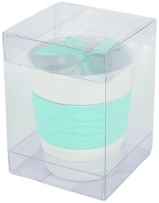 Porcelán bögre SILICONE BUTTERFLY teaszűrővel 280 ml, zöld