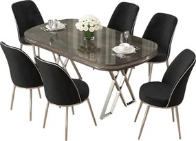 Lai étkezőgarnitúra, antracit-króm, 168 cm – TR240CHR2374