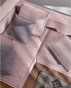 Világos rózsaszín kordbársony sarokkanapé (bal oldali) Blok – Kave Home