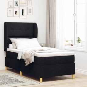 Boxspring Ágy Matrac Készlettel Fekete 90x200 cm Szövet