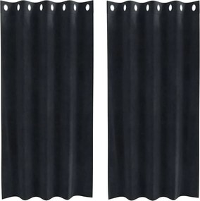 vidaXL Sötétítő függönyök 2 pcs Fekete 140 x 175 cm Bársony