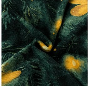 2 db Mikroplüss ágyneműhuzat YELLOW BUTTERFLY sötétzöld + Mikroplüss lepedő SOFT 180x200 cm fehér, dupla ágyra