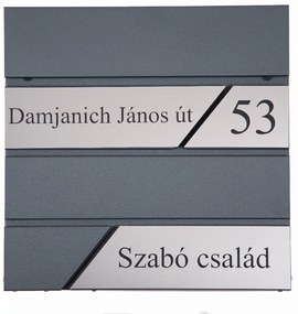 Fém postaláda, gravírozott felirattal, antracit "4"