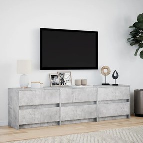 betonszürke szerelt fa TV-szekrény LED-ekkel 180 x 34 x 50 cm