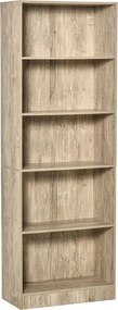 HOMCOM 5-Szintes Könyvespolc 3 Állítható Polccal, Antitipikus Tárolás Nappaliba, Irodába, Tanuláshoz, 63x29.5x176 cm Természetes Fa | Aosom
