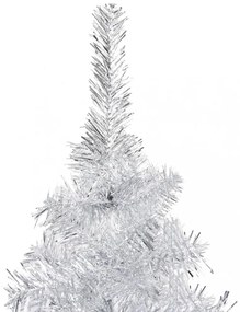 ezüstszínű PET megvilágított műkarácsonyfa gömb szettel 120 cm