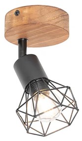 Ipari reflektor lámpa fekete fa forgó- és dönthető fejjel - Mosh