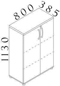 Visio LUX közepes szekrény 80 x 38,5 x 113 cm, dió