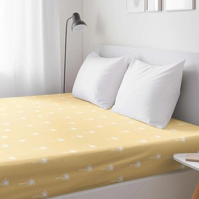 Goldea pamut körgumis lepedő - pálmák sárga alapon 200 x 200 cm