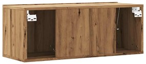 kézműves tölgy színű szerelt fa fali TV-szekrény 80x30x30 cm