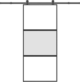 vidaXL tolóajtó vasalattal 90x205 cm edzett üveg&Alumínium