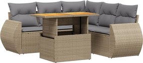 vidaXL 6 részes bézs polyrattan kerti ülőgarnitúra párnával