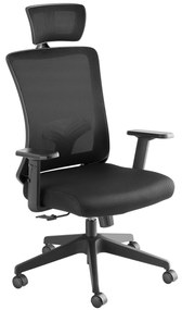 tectake 405324 phoibe ergonomikus irodai szék állítható fejtámlával - fekete