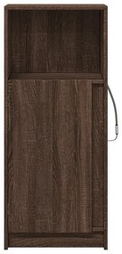 barna tölgy szerelt fa tálalószekrény LED-del 42,5x34x100 cm