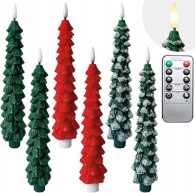 Led-es Karácsonyi Gyertyák Karácsonyfa x6 Távirányító időzítővel Lángmentes viasz