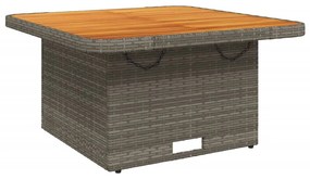 vidaXL szürke polyrattan és akácfa kerti asztal 80 x 80 x 71 cm