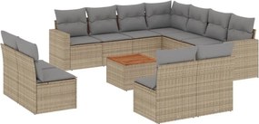 vidaXL 12 részes bézs polyrattan kerti ülőgarnitúra párnákkal