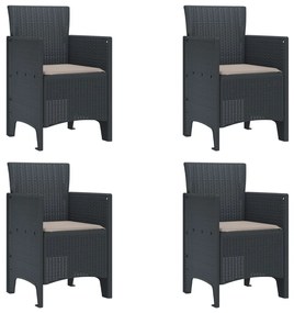 5 darabos kerti étkezőkészlet párnákkal Antracit Poly Rattan