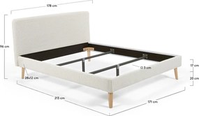 Lydia világosszürke kétszemélyes ágy, 160 x 200 cm - Kave Home