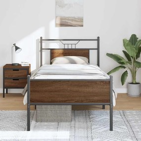 barna tölgy színű szerelt fa ágykeret matrac nélkül 80x200 cm