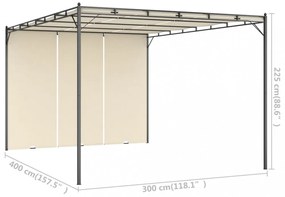 vidaXL krémszínű kerti pavilon oldalfüggönnyel 4 x 3 x 2,25 m