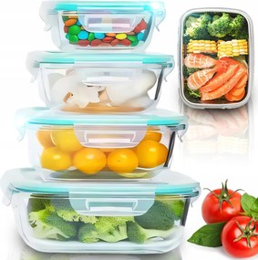 Üveg ételtároló dobozok légmentesen záródó Lunch Box 4x