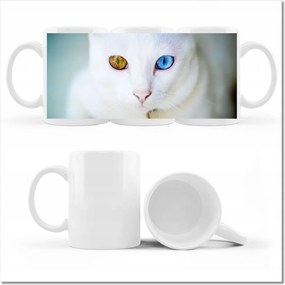 Macska mintás bögre mesés szemekkel