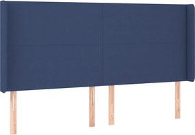 vidaXL kék szövet fejtámla szárnyakkal 203x16x118/128 cm