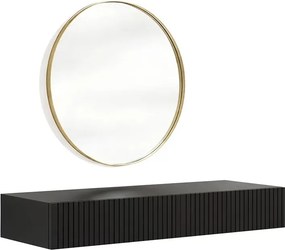 Nicole fali fésülködőasztal arany tükörrel 60 cm - matt fekete