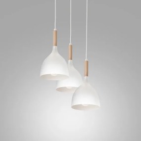 Csillár zsinóron NOAK WOOD 3xE27/15W/230V fehér/bükkfa