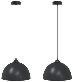 függőlámpák 2 db Állítható magasságú E27 fekete Ø 30 cm Fém
