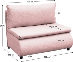 Kihúzható fotel tárhellyel, rózsaszín, FLIK