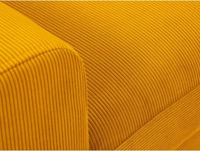 Mustársárga kordbársony kinyitható tárolóhelyes sarokkanapé (jobb oldali-heverő résszel) Kyoto – Cosmopolitan Design