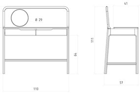 Tölgyfa fésülködőasztal 57x110 cm Twig – The Beds