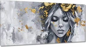 Vászonkép 115x55 Nő Absztrakt Arany Virág