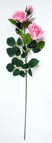 Mesterséges Rózsa XXL virág ág Nagy Rózsa 3 virág fej Rózsaszín 88 cm