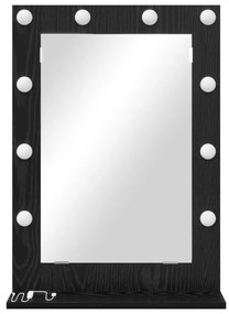 LED világításos tükör fekete tölgy 70x50x18 cm
