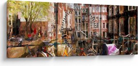 Kép - Amszterdam, festészet (órával) (90x30 cm)