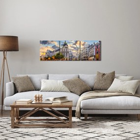 Kép - Calle Gran Vía, Madrid, Spanyolország (órával) (90x30 cm)