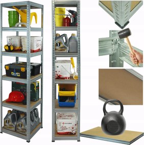 Tárolószekrény fém állvány horganyzott Helios 196x50x50cm 6Px175kg Erős