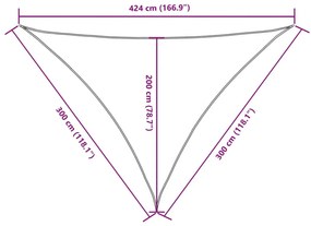 antracitszürke háromszögű oxford-szövet napvitorla 3x3x4,24 m