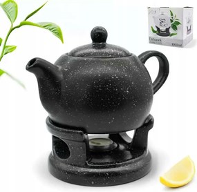 Vízforraló 1L-es kancsó melegítő szett teáskanna fekete márvány Tragar