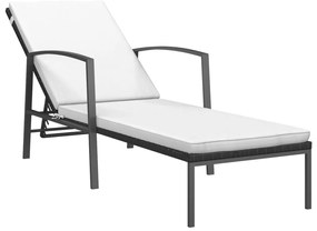 2 db fekete polyrattan napozóágy asztallal